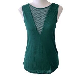 ALO Yoga Green Warmup V-Neck Mesh Athletic Tank Top S
